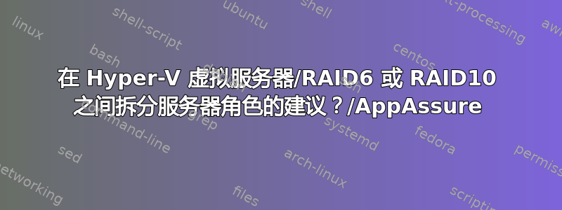 在 Hyper-V 虚拟服务器/RAID6 或 RAID10 之间拆分服务器角色的建议？/AppAssure