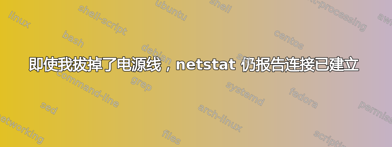 即使我拔掉了电源线，netstat 仍报告连接已建立