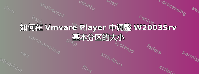 如何在 Vmvare Player 中调整 W2003Srv 基本分区的大小