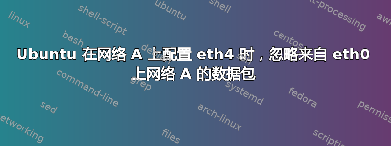 Ubuntu 在网络 A 上配置 eth4 时，忽略来自 eth0 上网络 A 的数据包