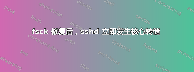 fsck 修复后，sshd 立即发生核心转储