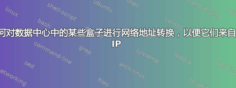 我如何对数据中心中的某些盒子进行网络地址转换，以便它们来自单个 IP