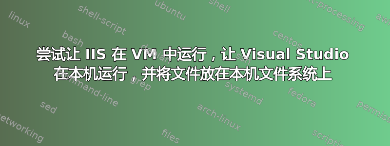 尝试让 IIS 在 VM 中运行，让 Visual Studio 在本机运行，并将文件放在本机文件系统上