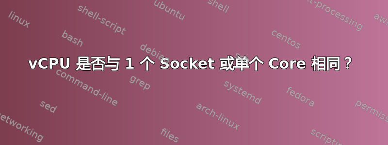 vCPU 是否与 1 个 Socket 或单个 Core 相同？