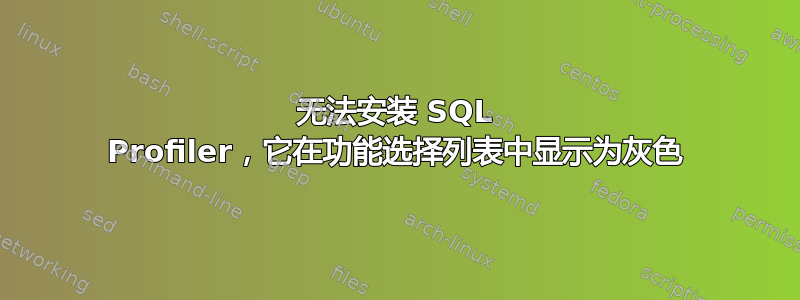 无法安装 SQL Profiler，它在功能选择列表中显示为灰色