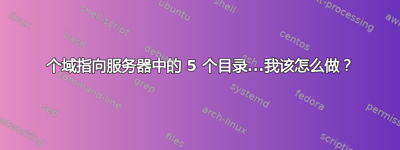 5 个域指向服务器中的 5 个目录...我该怎么做？