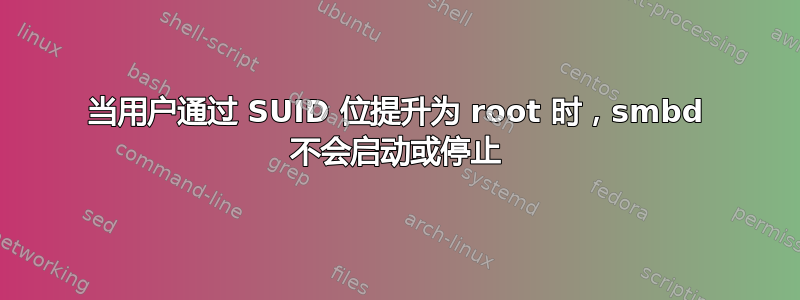 当用户通过 SUID 位提升为 root 时，smbd 不会启动或停止