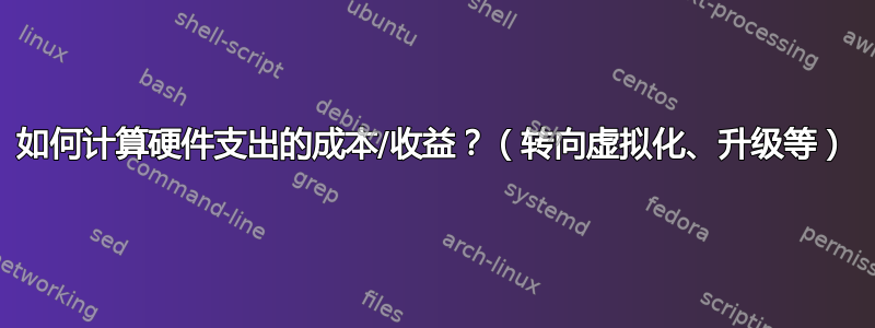 如何计算硬件支出的成本/收益？（转向虚拟化、升级等）