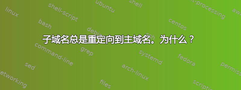 子域名总是重定向到主域名。为什么？