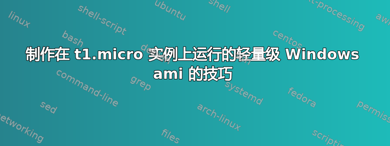 制作在 t1.micro 实例上运行的轻量级 Windows ami 的技巧