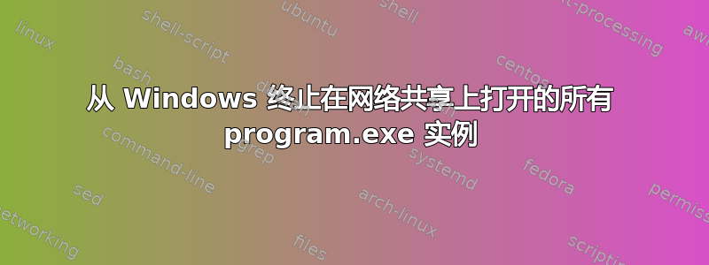 从 Windows 终止在网络共享上打开的所有 program.exe 实例