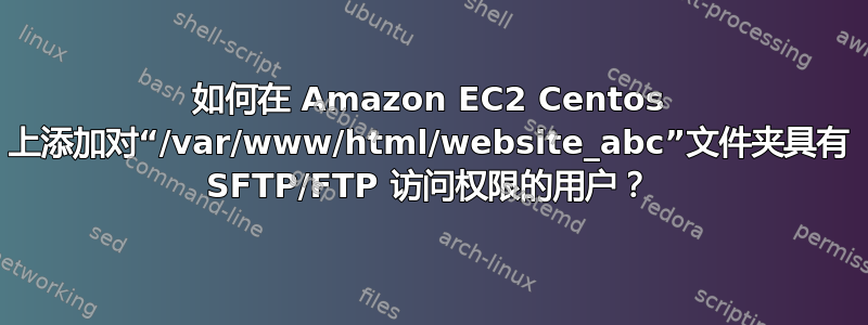 如何在 Amazon EC2 Centos 上添加对“/var/www/html/website_abc”文件夹具有 SFTP/FTP 访问权限的用户？