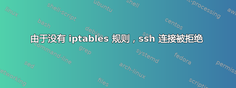 由于没有 iptables 规则，ssh 连接被拒绝