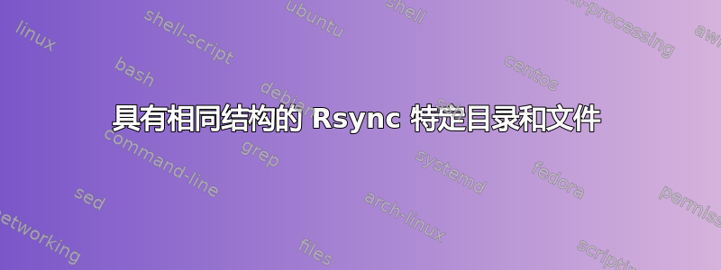 具有相同结构的 Rsync 特定目录和文件