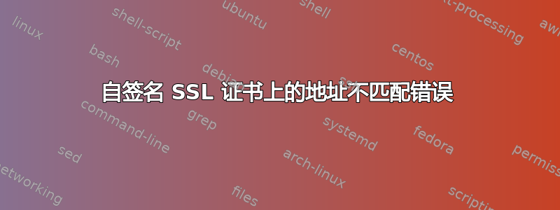 自签名 SSL 证书上的地址不匹配错误