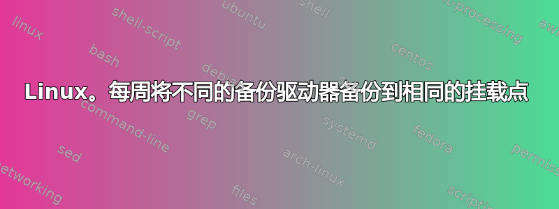 Linux。每周将不同的备份驱动器备份到相同的挂载点