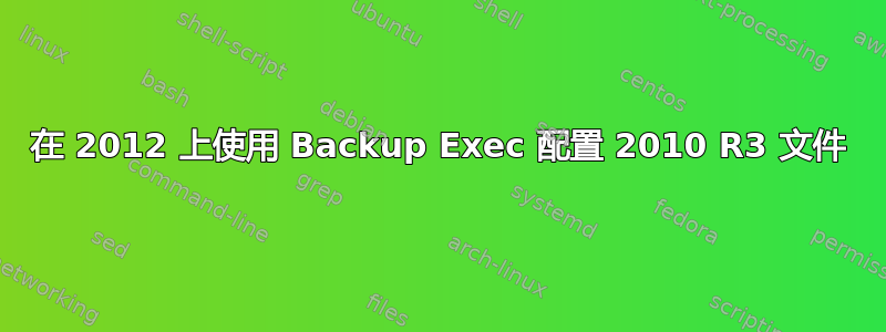 在 2012 上使用 Backup Exec 配置 2010 R3 文件