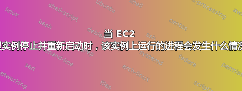 当 EC2 微型实例停止并重新启动时，该实例上运行的进程会发生什么情况？