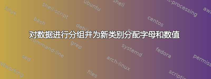 对数据进行分组并为新类别分配字母和数值