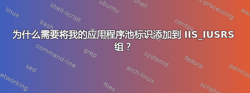 为什么需要将我的应用程序池标识添加到 IIS_IUSRS 组？