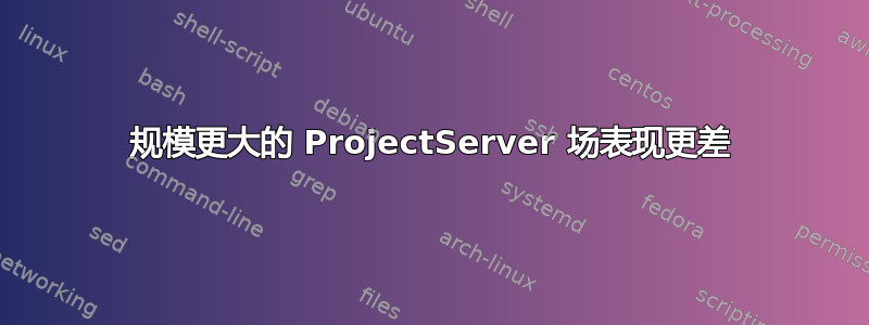 规模更大的 ProjectServer 场表现更差