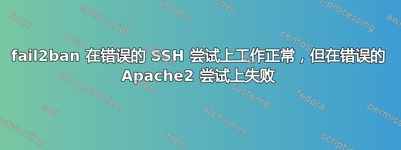 fail2ban 在错误的 SSH 尝试上工作正常，但在错误的 Apache2 尝试上失败