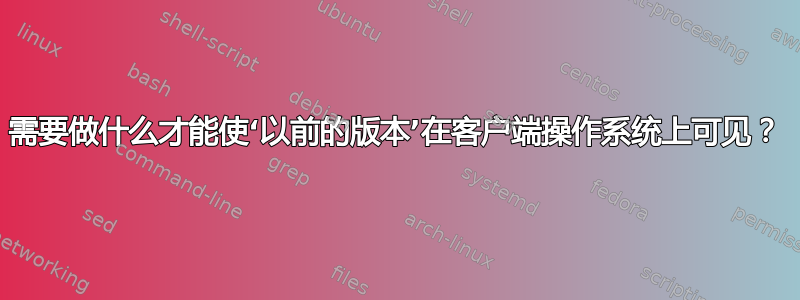 需要做什么才能使‘以前的版本’在客户端操作系统上可见？