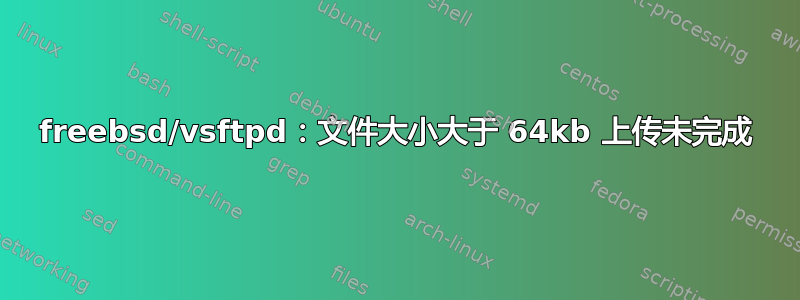 freebsd/vsftpd：文件大小大于 64kb 上传未完成