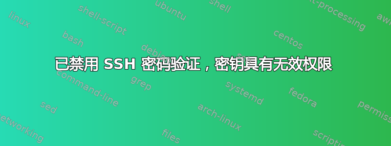 已禁用 SSH 密码验证，密钥具有无效权限