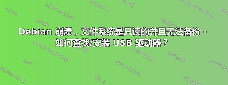 Debian 崩溃，文件系统是只读的并且无法备份 - 如何查找/安装 USB 驱动器？