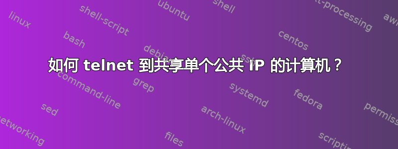 如何 telnet 到共享单个公共 IP 的计算机？