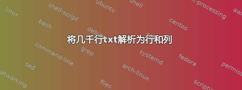 将几千行txt解析为行和列