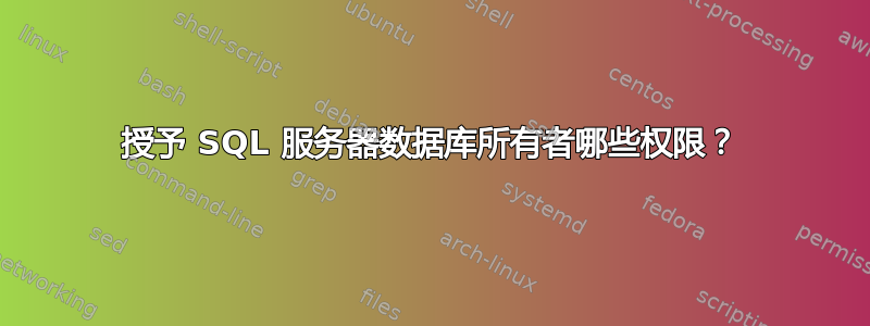 授予 SQL 服务器数据库所有者哪些权限？