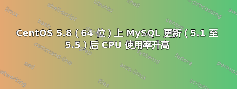 CentOS 5.8（64 位）上 MySQL 更新（5.1 至 5.5）后 CPU 使用率升高