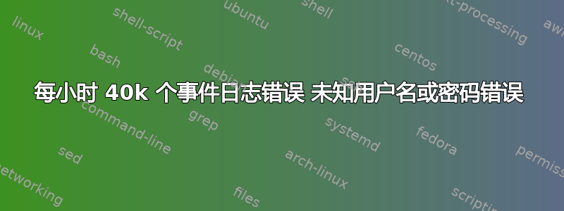 每小时 40k 个事件日志错误 未知用户名或密码错误