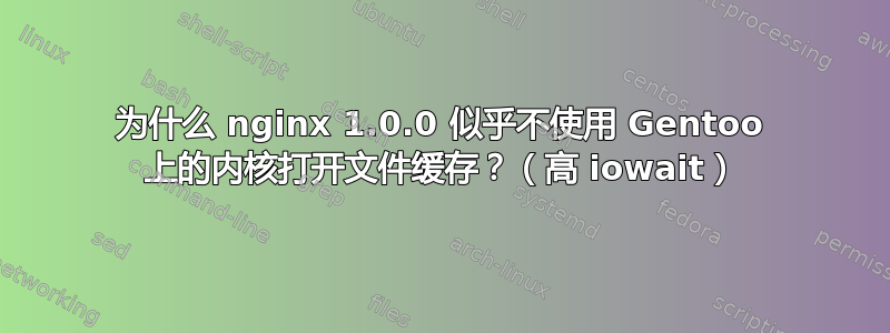 为什么 nginx 1.0.0 似乎不使用 Gentoo 上的内核打开文件缓存？（高 iowait）