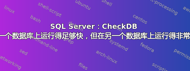 SQL Server：CheckDB 在一个数据库上运行得足够快，但在另一个数据库上运行得非常慢