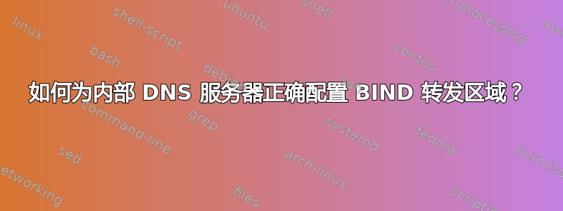 如何为内部 DNS 服务器正确配置 BIND 转发区域？