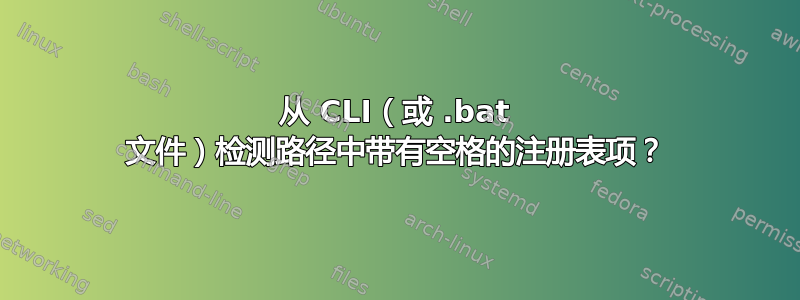 从 CLI（或 .bat 文件）检测路径中带有空格的注册表项？