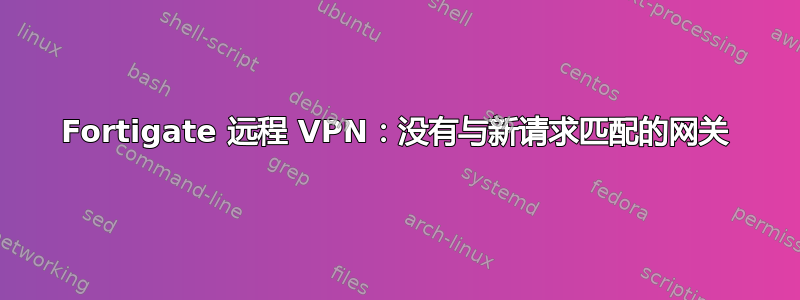 Fortigate 远程 VPN：没有与新请求匹配的网关