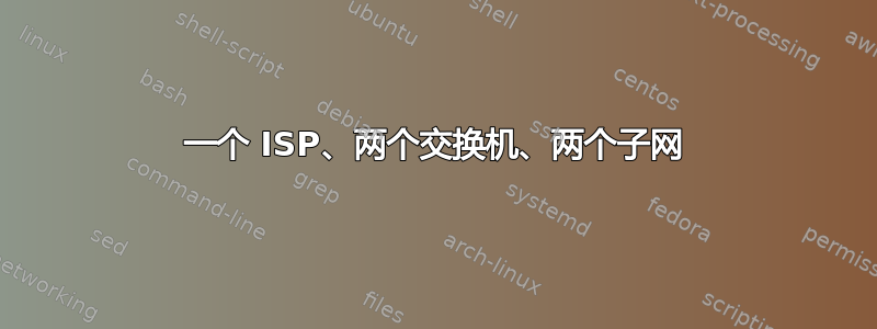 一个 ISP、两个交换机、两个子网