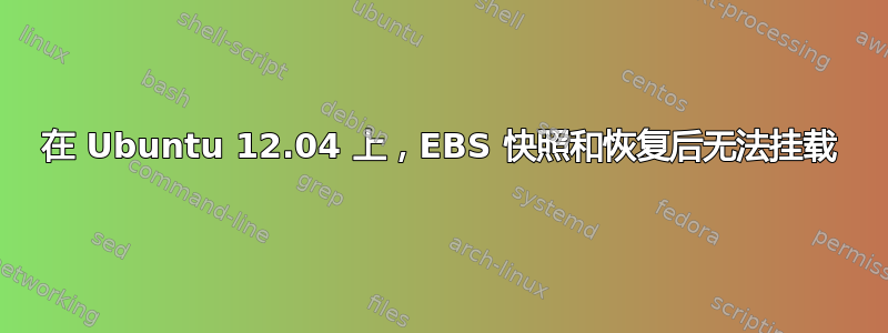 在 Ubuntu 12.04 上，EBS 快照和恢复后无法挂载