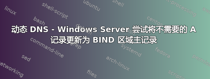 动态 DNS - Windows Server 尝试将不需要的 A 记录更新为 BIND 区域主记录