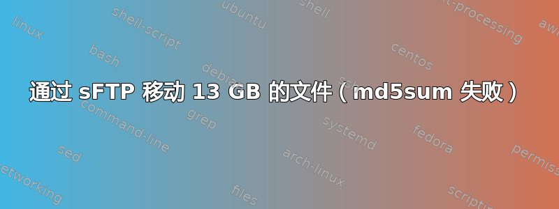 通过 sFTP 移动 13 GB 的文件（md5sum 失败）