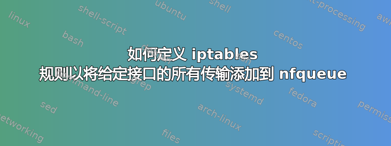 如何定义 iptables 规则以将给定接口的所有传输添加到 nfqueue