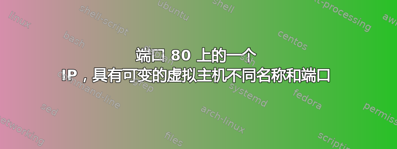 端口 80 上的一个 IP，具有可变的虚拟主机不同名称和端口