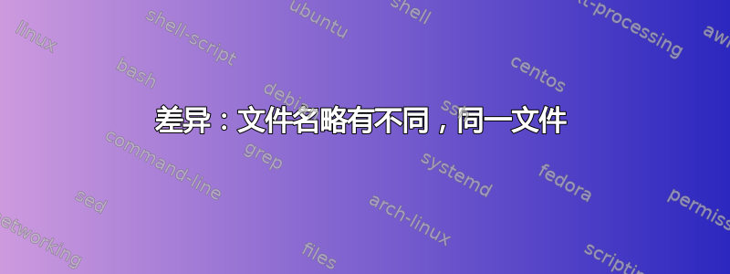 差异：文件名略有不同，同一文件