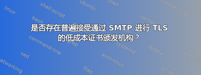 是否存在普遍接受通过 SMTP 进行 TLS 的低成本证书颁发机构？