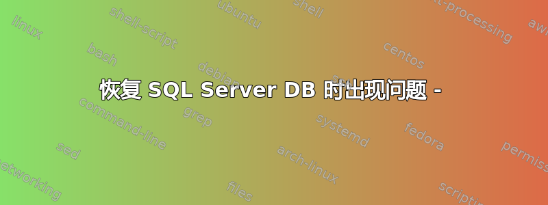 恢复 SQL Server DB 时出现问题 -