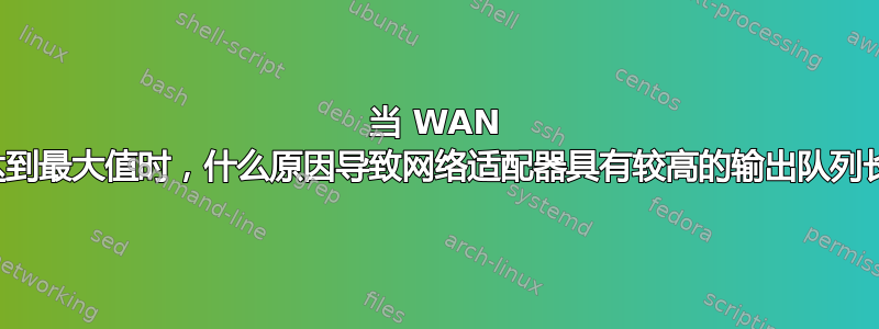 当 WAN 链路达到最大值时，什么原因导致网络适配器具有较高的输出队列长度？